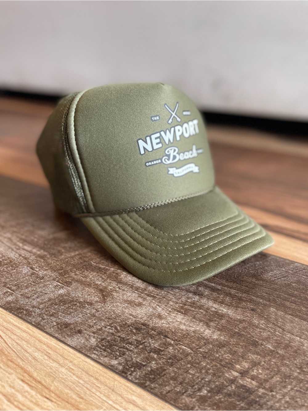 Newport Beach “The Wedge” Orange County, CA Olive Green Trucker Cap